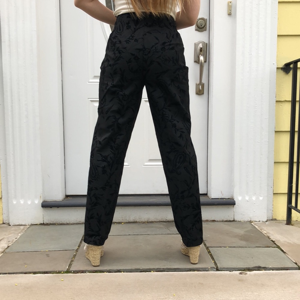 Talbots black with velvet design on side zip pants - Picture 3 of 7